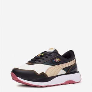 Puma Cream and Black Low-Top Sneaker